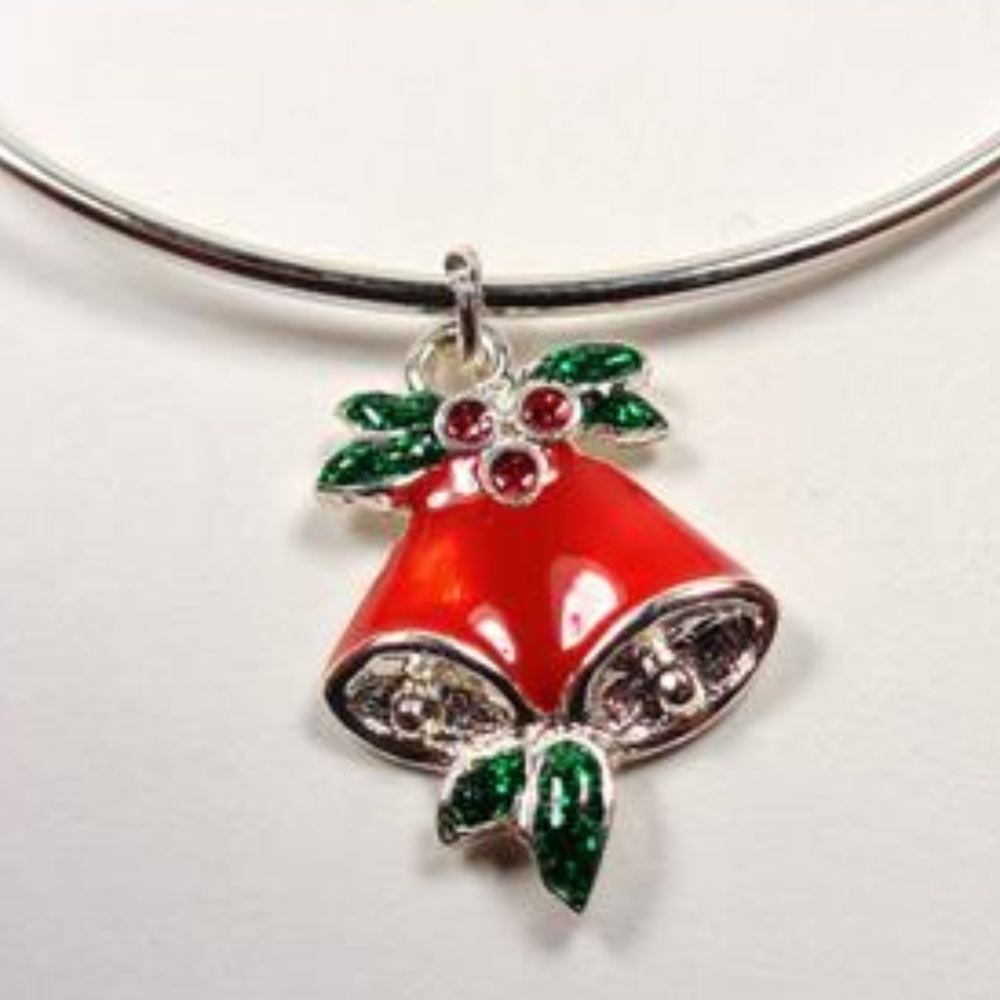 HOLIDAY RED GREEN CHRISTMAS BELLS CHARM BRACELET